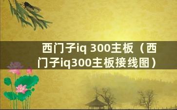 西门子iq 300主板（西门子iq300主板接线图）